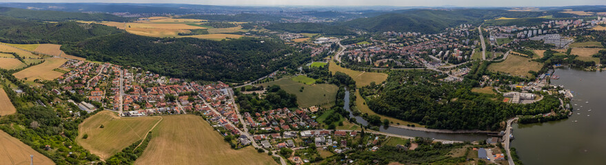 Fototapeta na wymiar Bistrz und Klein Kinitz in Brünn von oben im Sommer