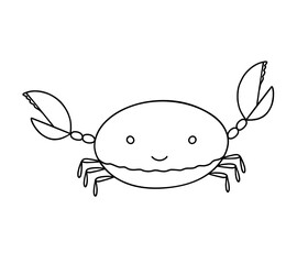 Cute crab simple doodle outline vector illustration, sea creature, coloring page, printable worksheet, image for kid poster, clipart, mascot