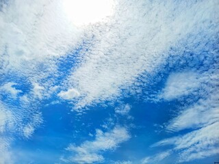 blue sky  Bright colors on a sunny day with white clouds, beautiful sky.