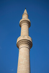 mosque minaret with sky view from Avanos, Turkey