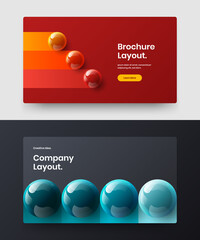 Isolated front page design vector template composition. Modern realistic spheres banner layout bundle.