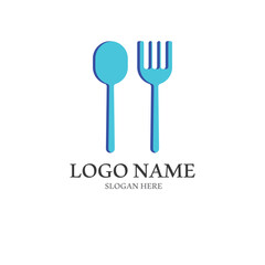 spoon and fork logo with vector shape template.