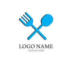 spoon and fork logo with vector shape template.