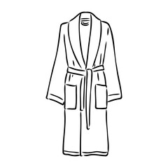 Bath robe, robe for the shower, bathrobe, doodle style, sketch illustration, hand drawn, vector