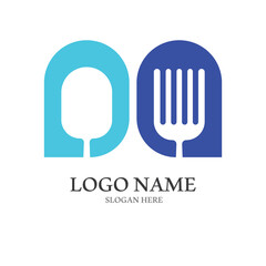 spoon and fork logo with vector shape template.