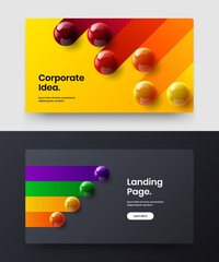 Isolated realistic balls poster layout set. Clean brochure design vector illustration composition.