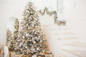 Christmas background. Xmas interior. Home celebration. Christmas design of interior. Closeup...