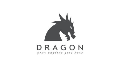 Dragon head silhouette logo design template