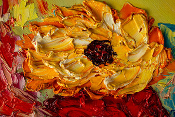 Flowers.Fragment beautiful oil painting on canvas. Brush strokes and canvas textures