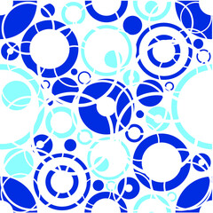 blue and navy circle seamless vector pattern. round vector graphic background