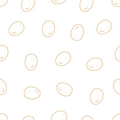 Simple line seamless pattern with potato. Potato background.
