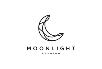 crescent moon and star logo design line icon vector in style outline linear