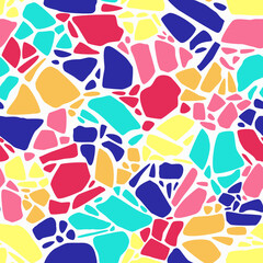 Seamless abstract bright pattern for summer fabric or packaging on a white background. Pattern to decorate your products. Flat vector illustration.