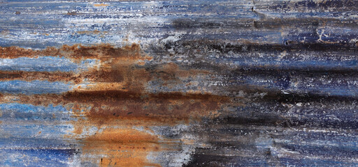 Blue painted metal with rust texture