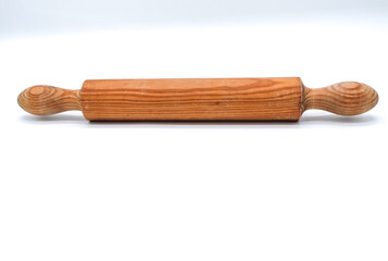 wooden rolling pin on white background