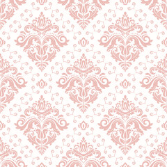 Orient classic pink and white pattern. Seamless abstract background with vintage elements. Orient background. Ornament for wallpaper and packaging