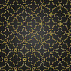 Seamless black and golden ornament in arabian style. Geometric abstract background. Pattern for wallpapers and backgrounds