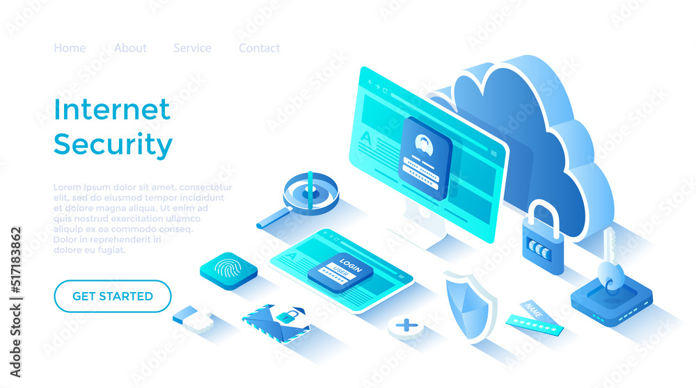 Poster internet security. data protection concept. safety and confidential data protection. safe internet t