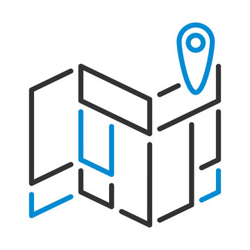 blue map with location pin clip art preview