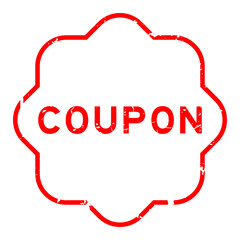Grunge red coupon word rubber seal stamp on white background