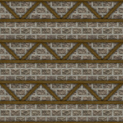 Illustration of a seamless medieval background in a wood pattern with bricks