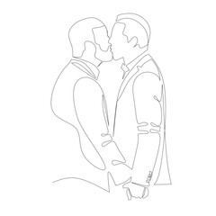 Happy couple vector illustration drawn in line art style