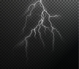Light white isolated vector lightning png. Magic light abstract lines. Realistic natural lightning effects.	
