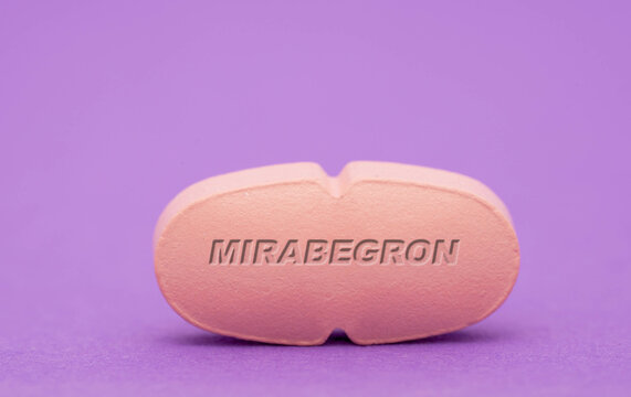 Mirabegron Pharmaceutical medicine pills  tablet  Copy space. Medical concepts.