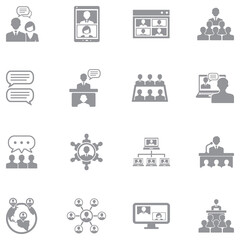 Discussion Icons. Gray Flat Design. Vector Illustration.