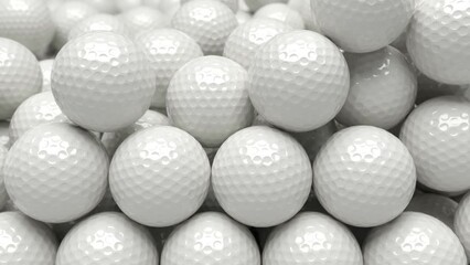 Lots of golf balls hit the screen and cover it, then fall downstairs.