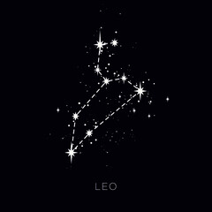Star constellation zodiac leo line vector
