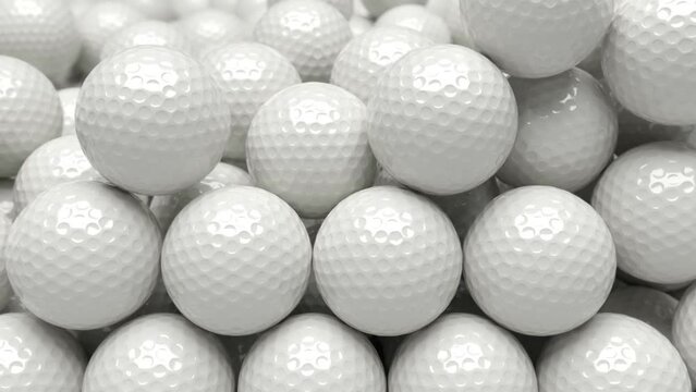 Lots of golf balls hit the screen and cover it, then fall downstairs.