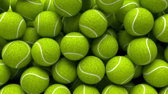 Lots of tennis balls hit the screen and cover it, then fall downstairs.