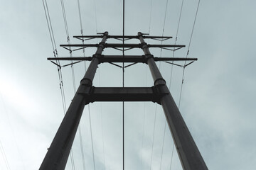 Electric transmission tower blue sky