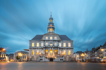 Maastricht City Hall (Stadhuis) and market square at dusk, Netherlands - 517187818