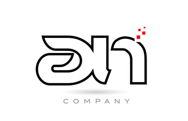AN connected alphabet letter logo icon combination design with dots and red color. Creative template for company and business
