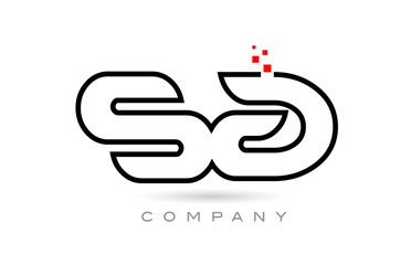 SA connected alphabet letter logo icon combination design with dots and red color. Creative template for company and business