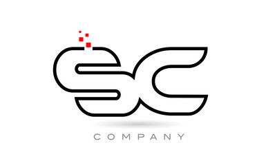 SC connected alphabet letter logo icon combination design with dots and red color. Creative template for company and business
