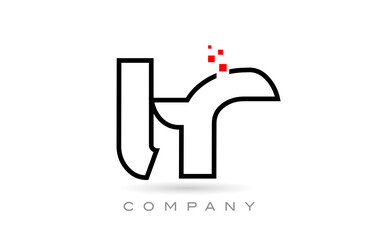 TR connected alphabet letter logo icon combination design with dots and red color. Creative template for company and business