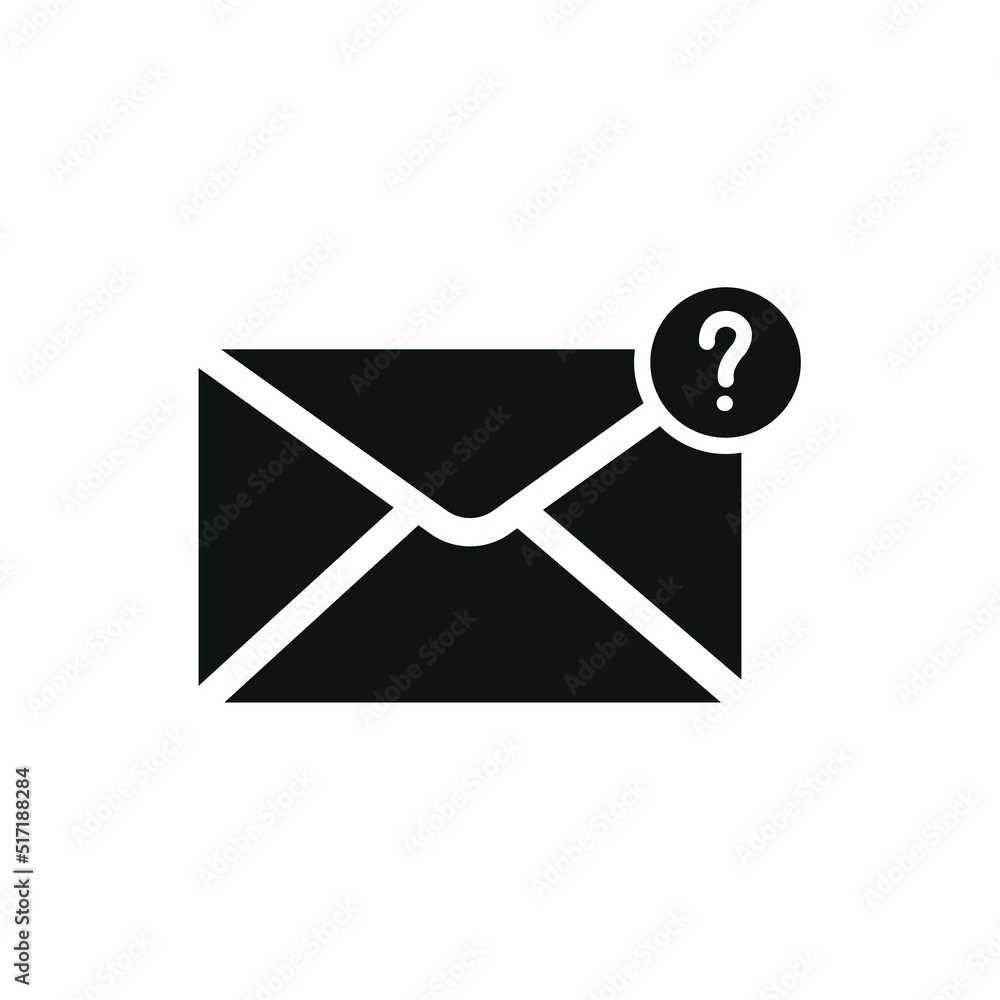 Poster envelope with question mark icon isolated on white background. letter with question mark symbol. sen