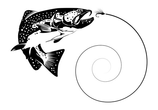 recommend clip art: Fly fisherman fishing.graphic fly fishing.clip art black fishing on white background - Vector