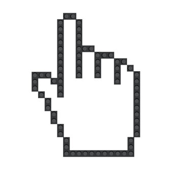 pixel hand icon on white background. hand cursor icon flat style. pixel hand sign. hand click icon. 