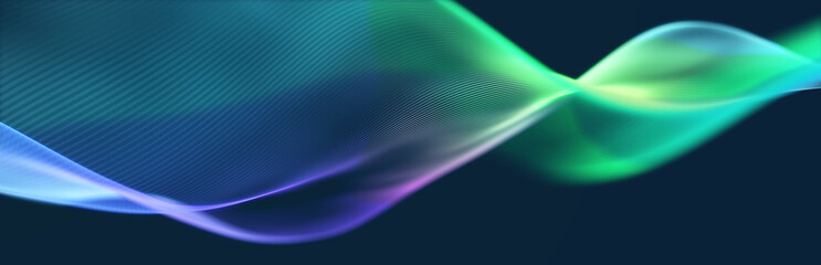 Big data flow. Information technology background. Dynamic wave background consisting of lines. 3d rendering