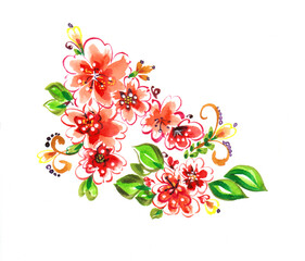Obraz na płótnie Canvas Corner with watercolor flowers. Illustration for decor.