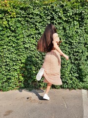 girl walking in the park