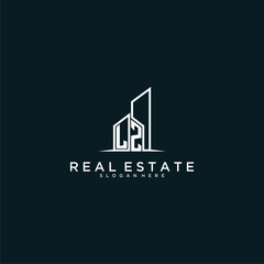 LZ initial monogram logo real estate with building style design vector - obrazy, fototapety, plakaty