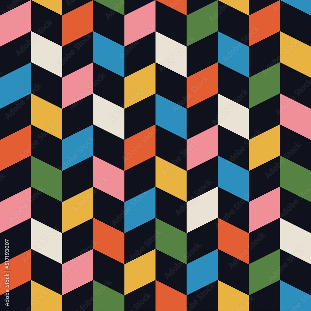 Poster abstract retro geometric seamless pattern. bright colorful nostalgic background design. vector illus