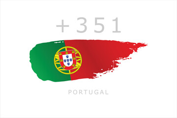Fototapeta premium Unique brush style grunge flag of Portugal with code area