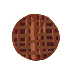 Round pie with berries, lattice crust, bakery product