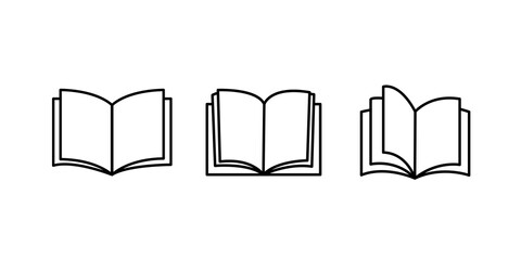 Book icon set in thin line style. Book Line Style Icons Set on White Background.